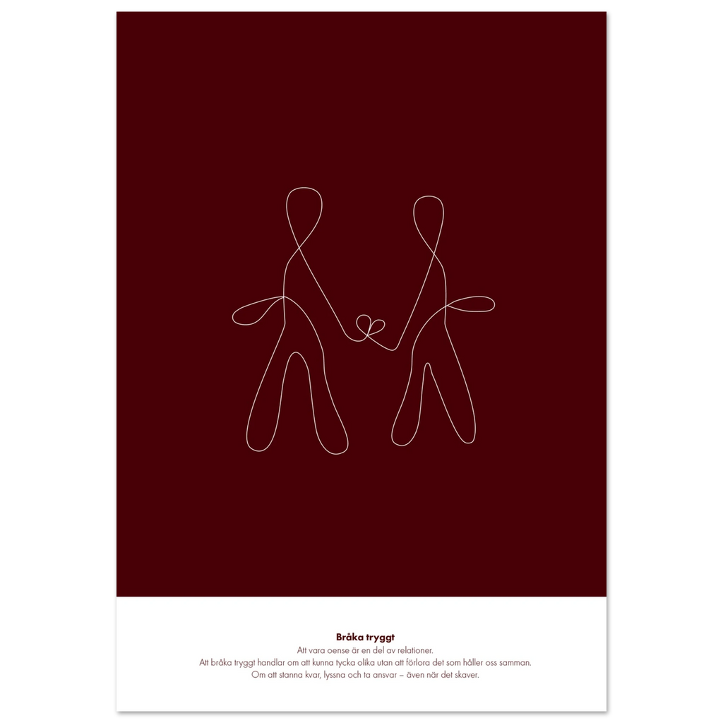 Poster med en illustration och en text som bygger på budskapet Bråka tryggt. 