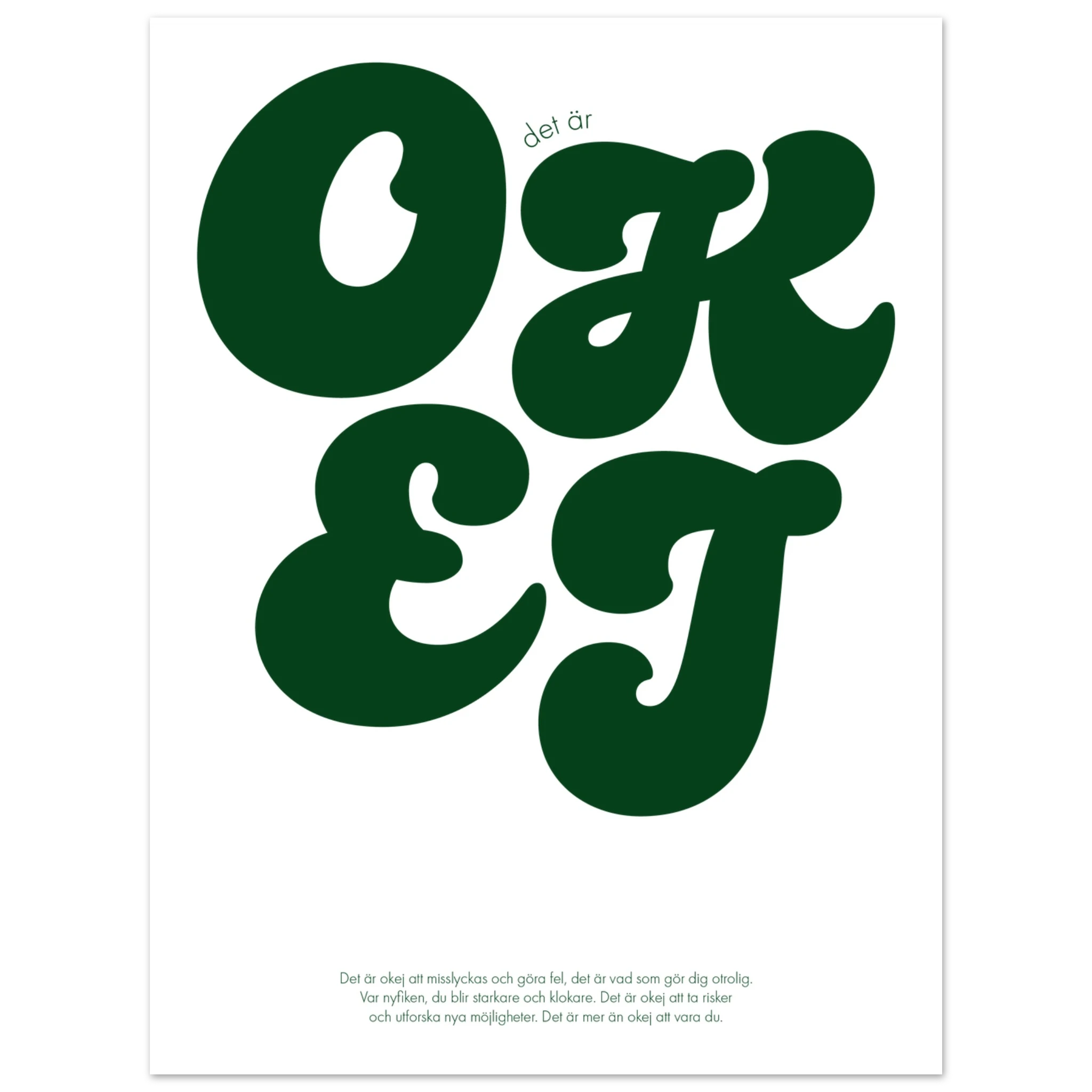 En poster med texten Det är okej, för att förstärka budskapet om att det är okej att misslyckas och göra fel. Det är det som gör dig otrolig. 